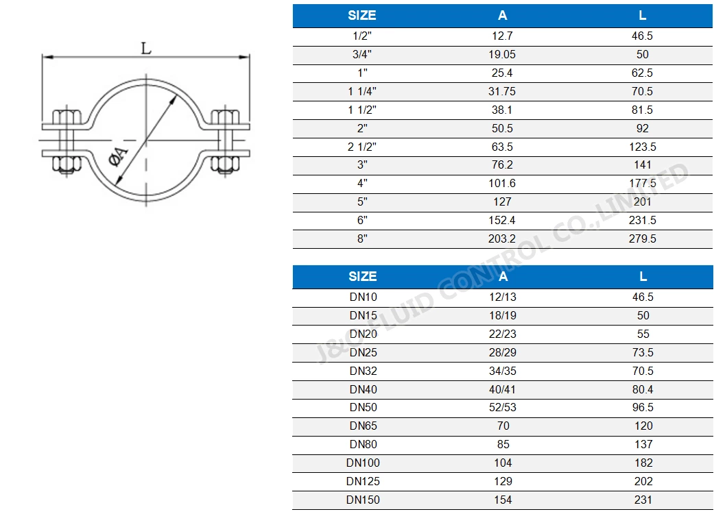 Cooling Water Data Center Hygienic Stainless Steel Round Pipe Hanger Without Base