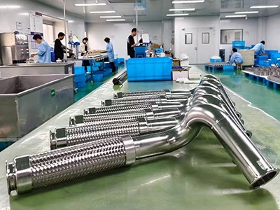 Water Cooling Liquid Data Center Stainless Steel Tri-clamp Braided Flexible Bellow Metal Hose With Ferrule End