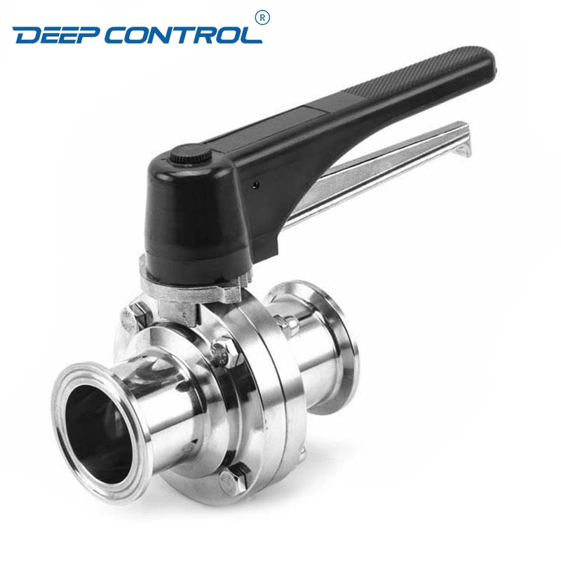 Leak Free Data Center Chiller Stainless Steel Hygienic Korea Tri-Clamp Butterfly Valve with 12 Positions Plastic Gripper Handle