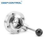 Sanitary Liquid Cooling Water Prevent Leaks Welded Butterfly Valve with Round Pull Handle