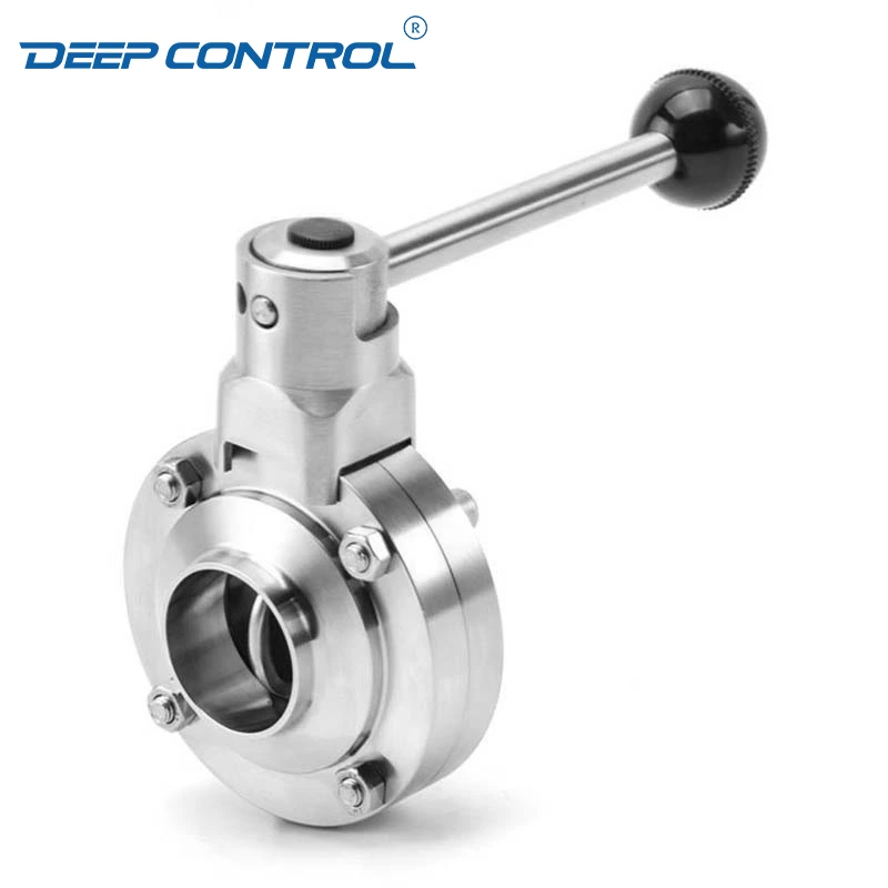Data Center Water Cooling Zero Fluid Loss Hygienic Stainless Steel Butt-Weld Butterfly Valve with Pull Handle