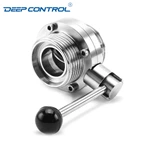 Liquid Cooling System Design Hygienic Stainless Steel Hygienic Male-Male Butterfly Valve with Round Pull Handle