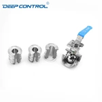 Data Center Liquid Cooling Water Hygienic Manual 3 Way T/L Tri-Clamp Ball Valve With ISO 5211 Mounting Pad