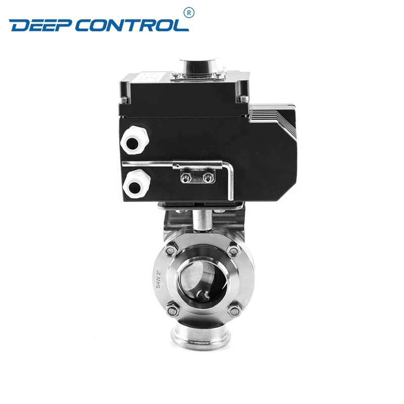 Data Center Chiller Prevent Leaks Sanitary Stainless Steel Welding Butterfly Valve With Electric Actuator