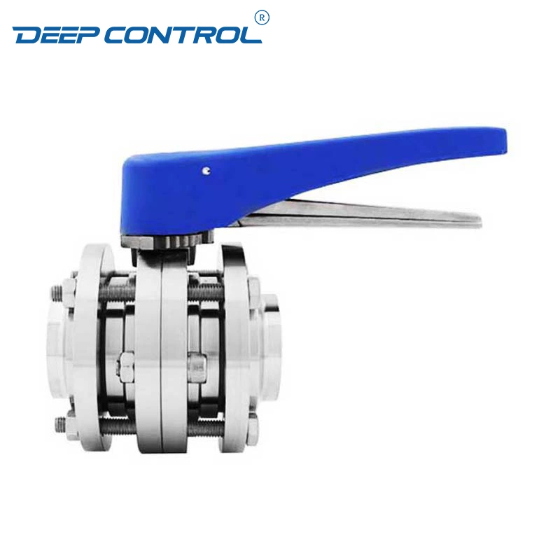 Cooling Water Valve Data Center Sanitary Stainless Steel Manual Weld 3PC Butterfly Valve With 12 Positions Plastic Handle