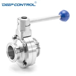 Liquid Cooling Water Design Data Center Hygienic Stainless Steel Tri-Clamp Butterfly Valve With Pull Handle