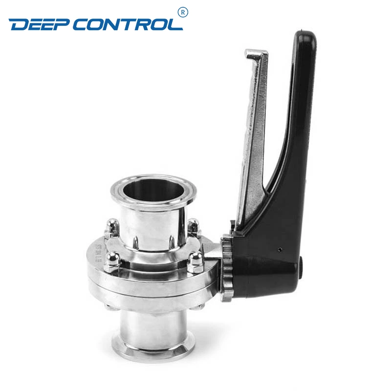 Leak Free Data Center Chiller Stainless Steel Hygienic Korea Tri-Clamp Butterfly Valve with 12 Positions Plastic Gripper Handle