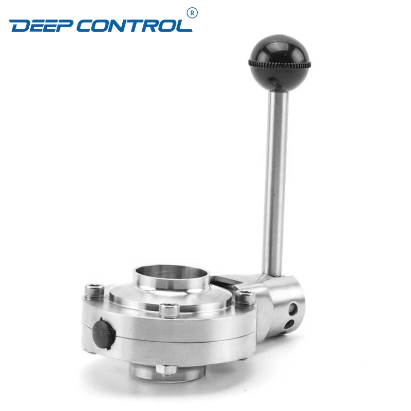 Data Center Water Cooling Zero Fluid Loss Hygienic Stainless Steel Butt-Weld Butterfly Valve with Pull Handle