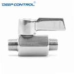 Stainless Steel SS304 SS316 NPT BSPT Male Male Thread Data Center Liquid Cooling Water Mini Ball Valve with SS Handle
