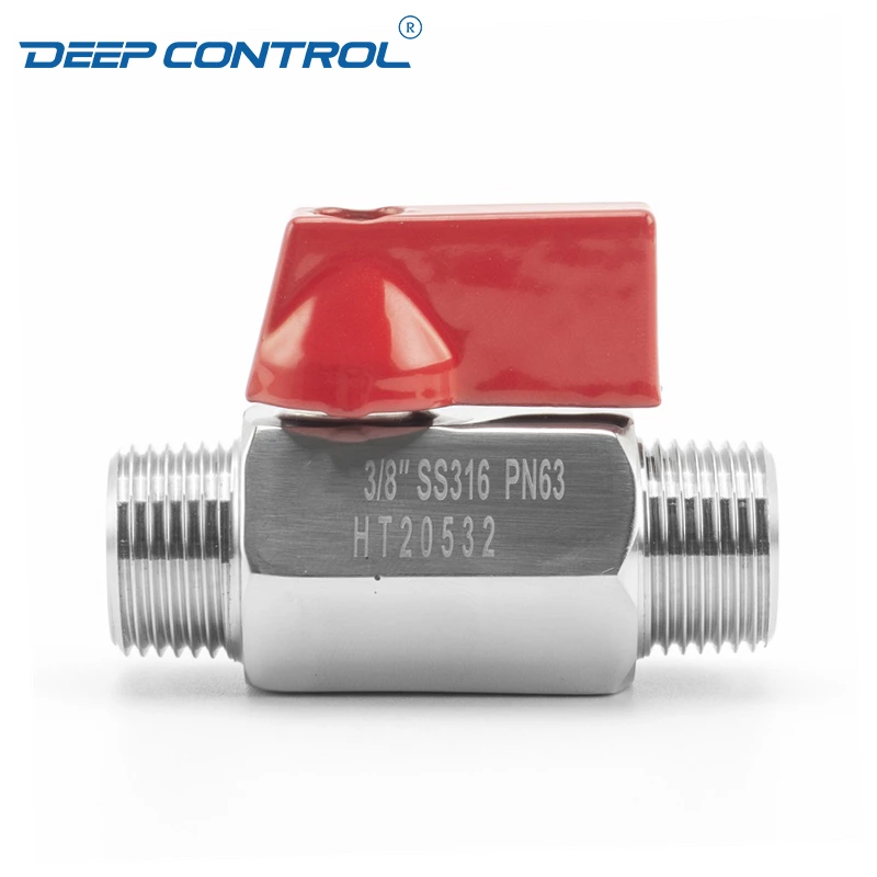 Liquid Cooling Water Prevent Leaks Stainless Steel SS304 SS316 PN63 NPT BSPT Thread Male Male Mini Ball Valve