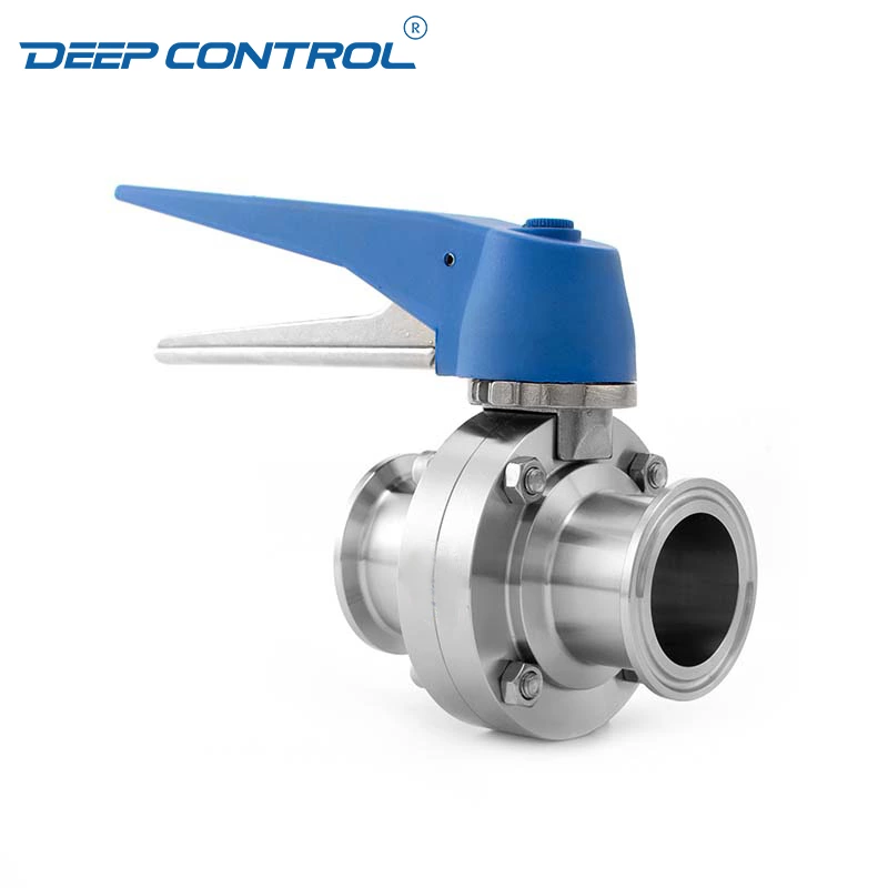 Cooling Water Energy Storage Sanitary Stainless Steel Tri-Clamp Butterfly Valve with Multi-Postion Gripper Handle
