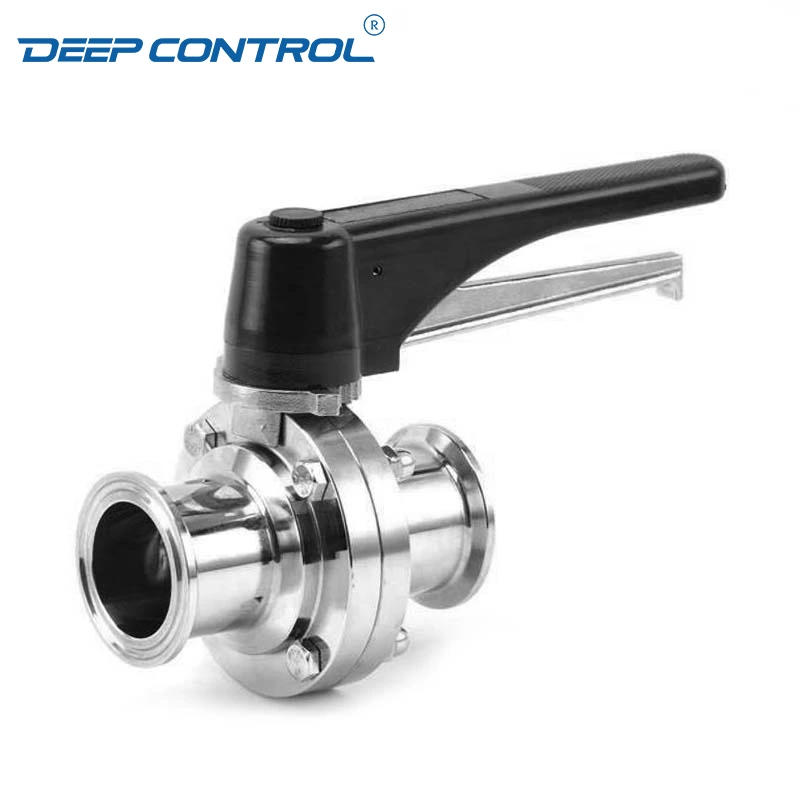 Leak Free Data Center Chiller Stainless Steel Hygienic Korea Tri-Clamp Butterfly Valve with 12 Positions Plastic Gripper Handle