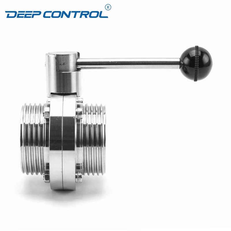 Liquid Cooling System Design Hygienic Stainless Steel Hygienic Male-Male Butterfly Valve with Round Pull Handle