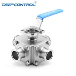 Sanitary Stainless Steel Water Cooling Liquid Data Center Encapsulated Clamped Four-Way Ball Valve