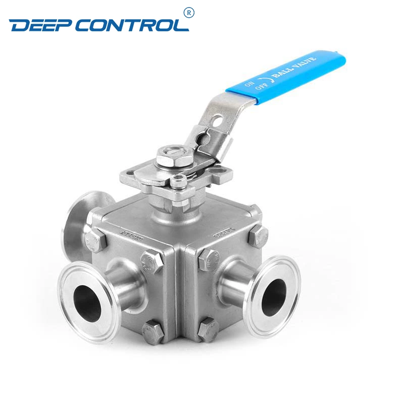 Flow of Coolant Water Cooling Liquid Data Center Hygienic Encapsulated Sanitary Stainless Steel Tri-Clamp 3-Way Ball Valve