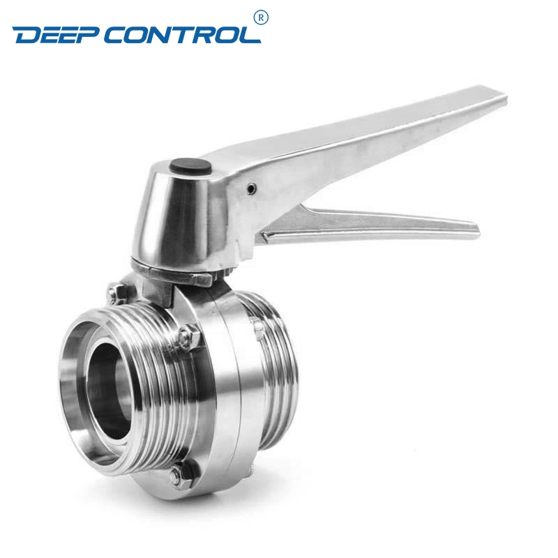 Liquid Cooling Solutions Sanitary Stainless Steel Thread Male Butterfly Valve With 12 Positions Grippper Handle
