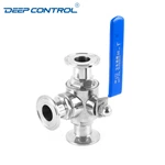 Zero Fluid Loss Water Cooling Liquid Data Center Hygienic Stainless Steel Tri-Clamp 3 Way Ball Valve