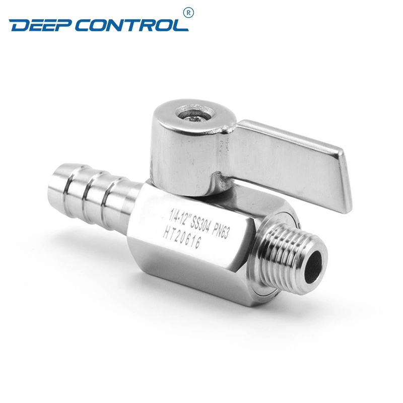 Water Cooling Liquid Data Center SS304 SS316 SS Handle NPT BSPT Thread Male Hose Rubber Adapter Stainless Steel Mini Ball Valve