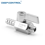 Water Cooling Liquid Data Center SS304 SS316 SS Handle NPT BSPT Thread Male Hose Rubber Adapter Stainless Steel Mini Ball Valve