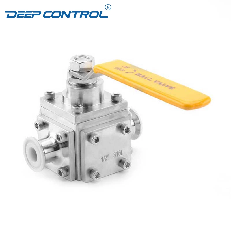 Corrosion-Resistant and Hygienic Data Center Cooling Water Sanitary Stainless Steel Tri Clamp PFA Lined Three Way Ball Valve