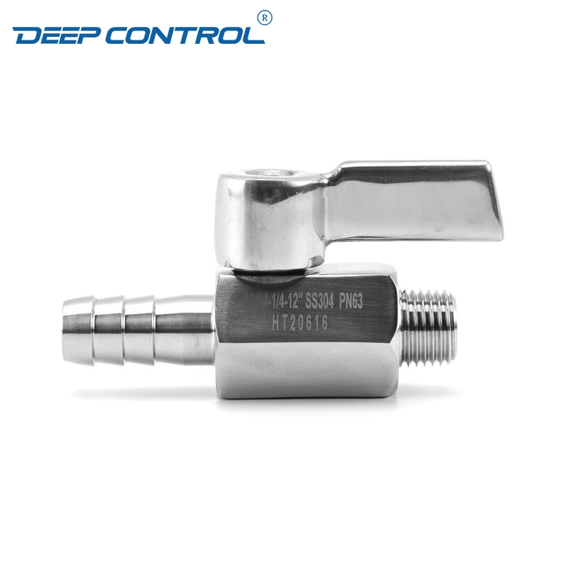 Water Cooling Liquid Data Center SS304 SS316 SS Handle NPT BSPT Thread Male Hose Rubber Adapter Stainless Steel Mini Ball Valve