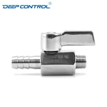 Water Cooling Liquid Data Center SS304 SS316 SS Handle NPT BSPT Thread Male Hose Rubber Adapter Stainless Steel Mini Ball Valve