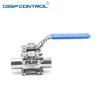 Water Cooling Liquid Data Center Hygienic Stainless Steel FDA Hygienic Female Thread Three Pieces Ball Valve