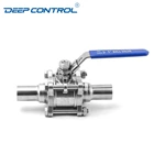 Data Center Liquid Cooling Water Hygienic Stainless Steel Encapsulated Seal FDA Pharmacy Butt-Weld 3 PCS Non-Retention Ball Valve