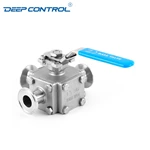 Flow of Coolant Water Cooling Liquid Data Center Hygienic Encapsulated Sanitary Stainless Steel Tri-Clamp 3-Way Ball Valve