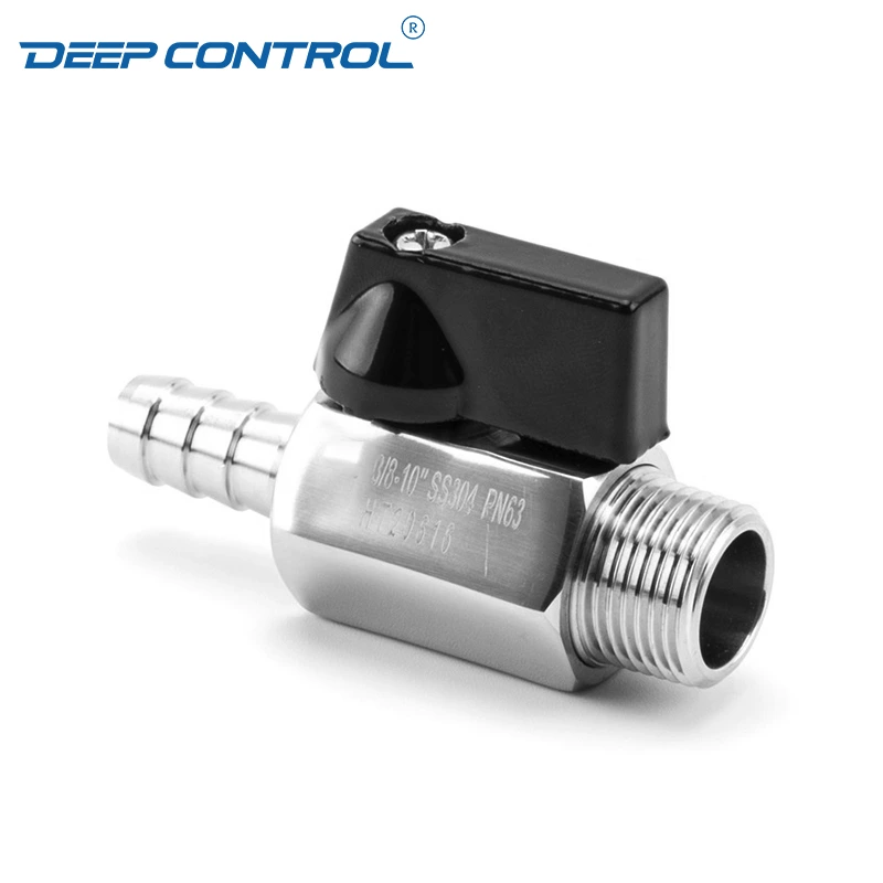 Stainless Steel SS304 SS316 Data Center Liquid Cooling Water NPT BSPT Thread Male Hose Rubber Adapter Mini Ball Valve