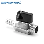 Stainless Steel SS304 SS316 Data Center Liquid Cooling Water NPT BSPT Thread Male Hose Rubber Adapter Mini Ball Valve