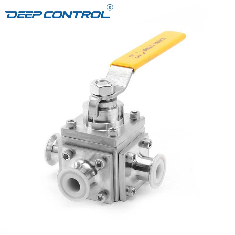 Corrosion-Resistant and Hygienic Data Center Cooling Water Sanitary Stainless Steel Tri Clamp PFA Lined Three Way Ball Valve
