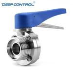 Direct to Chip Liquid Cooling Sanitary Stainless Steel Thread Weld Butterfly Valve With Plastic Handle
