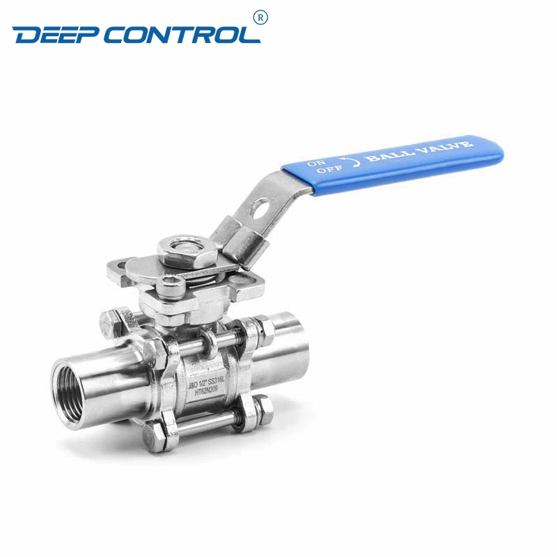 Water Cooling Liquid Data Center Hygienic Stainless Steel FDA Hygienic Female Thread Three Pieces Ball Valve
