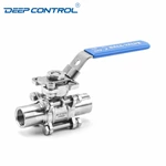 Water Cooling Liquid Data Center Hygienic Stainless Steel FDA Hygienic Female Thread Three Pieces Ball Valve