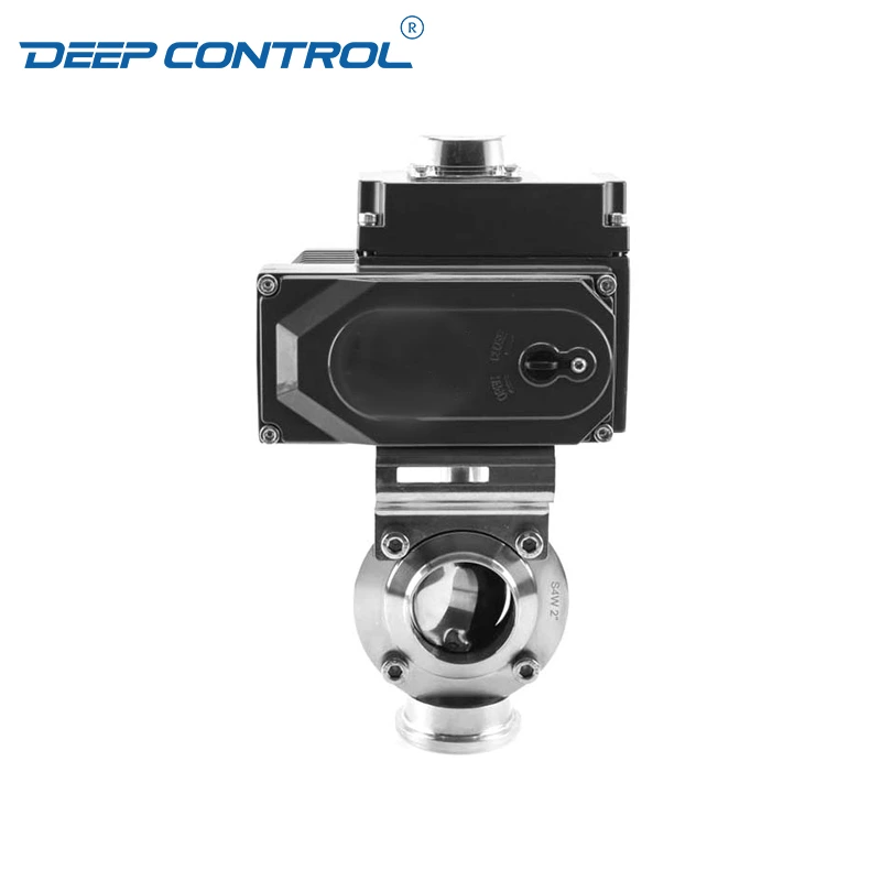 Data Center Chiller Prevent Leaks Sanitary Stainless Steel Welding Butterfly Valve With Electric Actuator