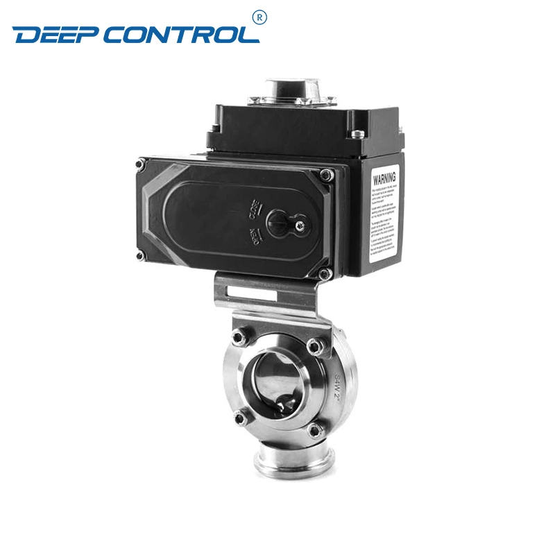Data Center Chiller Prevent Leaks Sanitary Stainless Steel Welding Butterfly Valve With Electric Actuator
