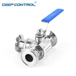 Zero Fluid Loss Water Cooling Liquid Data Center Hygienic Stainless Steel Tri-Clamp 3 Way Ball Valve
