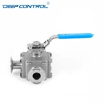 Flow of Coolant Water Cooling Liquid Data Center Hygienic Encapsulated Sanitary Stainless Steel Tri-Clamp 3-Way Ball Valve