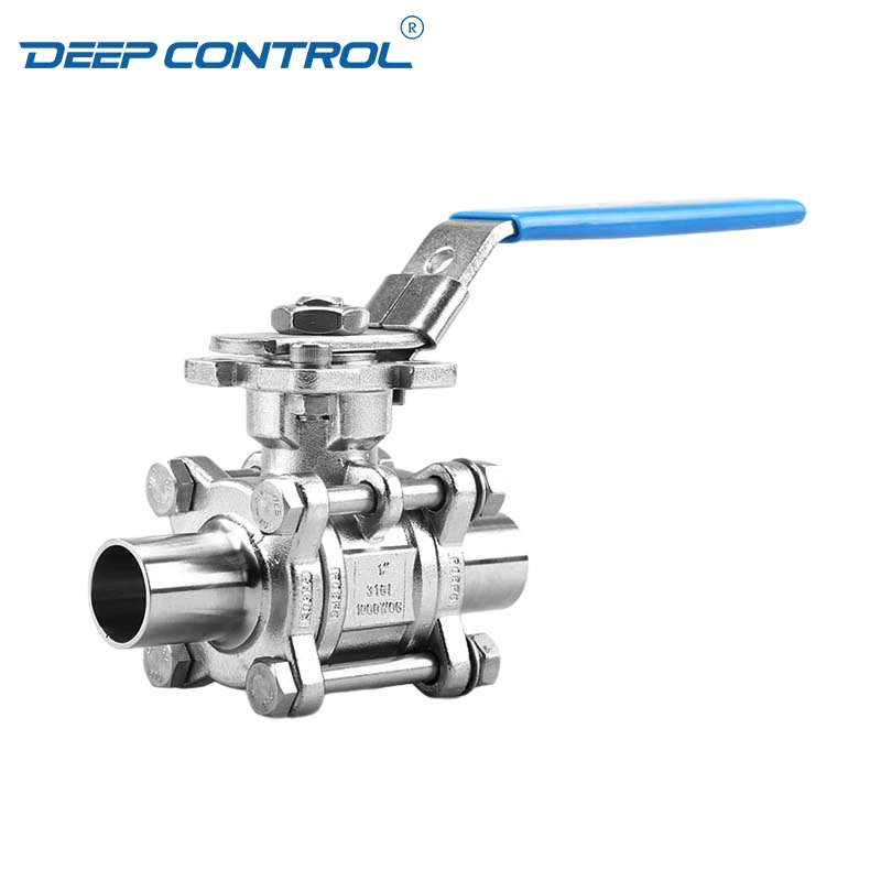 Data Center Liquid Cooling Water Sanitary 3PC Weld Encapsulated Seal High Platform ISO5211 Pad Ball Valve