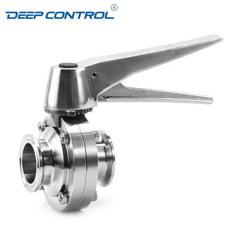 Energy Storage Water cooling Sanitary Tri-Clamp Butterfly Valve with 12 Positions Stainless Steel Gripper Handle