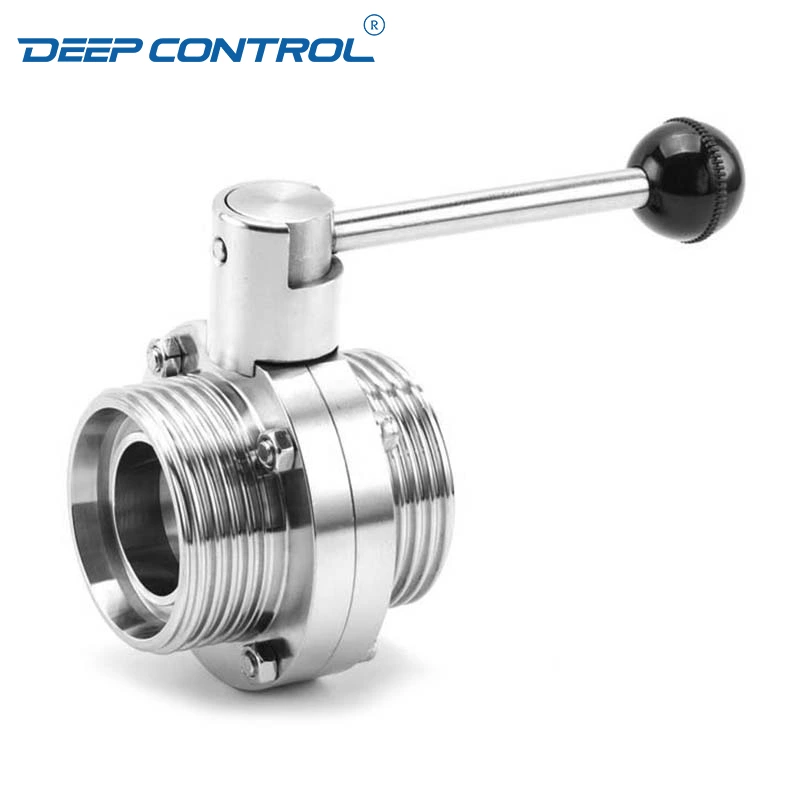 Liquid Cooling System Design Hygienic Stainless Steel Hygienic Male-Male Butterfly Valve with Round Pull Handle