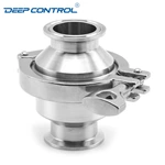 Data Center Cooling Hygienic Sanitary Stainless Steel Tri Clamp Clamped No-return Check Valve With PTFE Seal