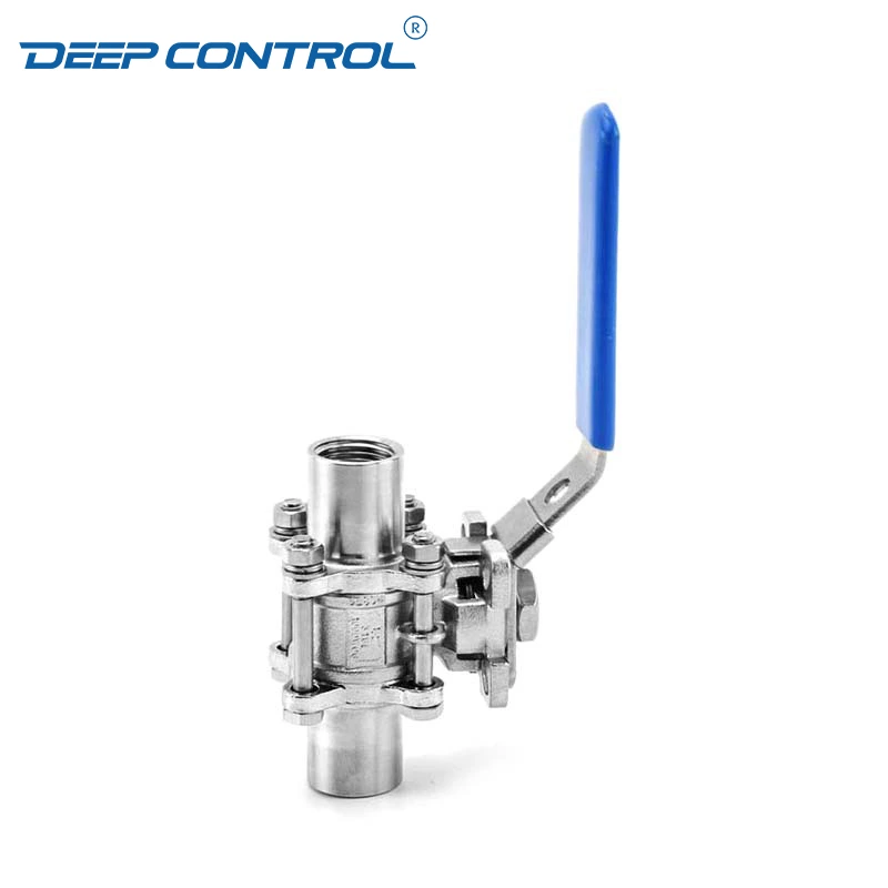Water Cooling Liquid Data Center Hygienic Stainless Steel FDA Hygienic Female Thread Three Pieces Ball Valve