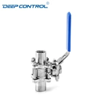 Water Cooling Liquid Data Center Hygienic Stainless Steel FDA Hygienic Female Thread Three Pieces Ball Valve