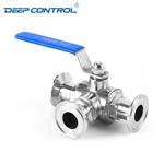 Zero Fluid Loss Water Cooling Liquid Data Center Hygienic Stainless Steel Tri-Clamp 3 Way Ball Valve