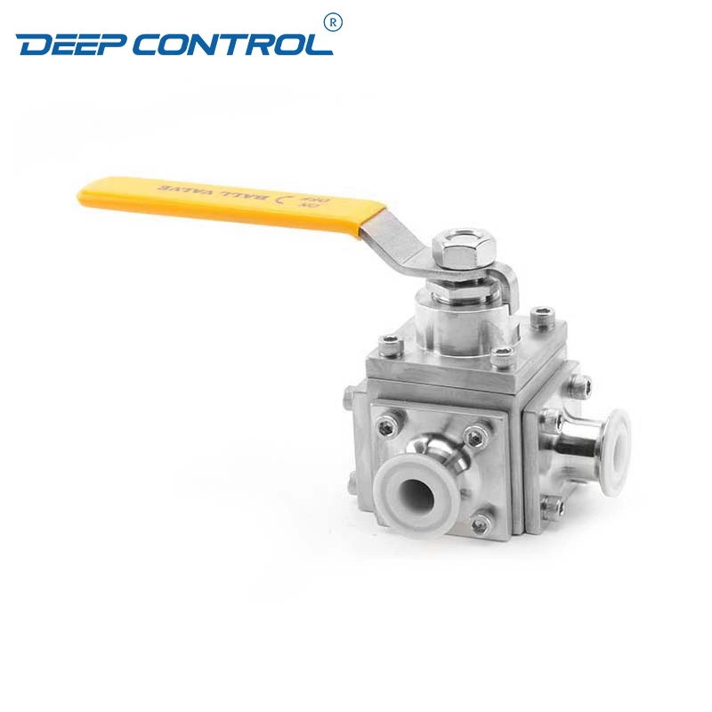 Corrosion-Resistant and Hygienic Data Center Cooling Water Sanitary Stainless Steel Tri Clamp PFA Lined Three Way Ball Valve