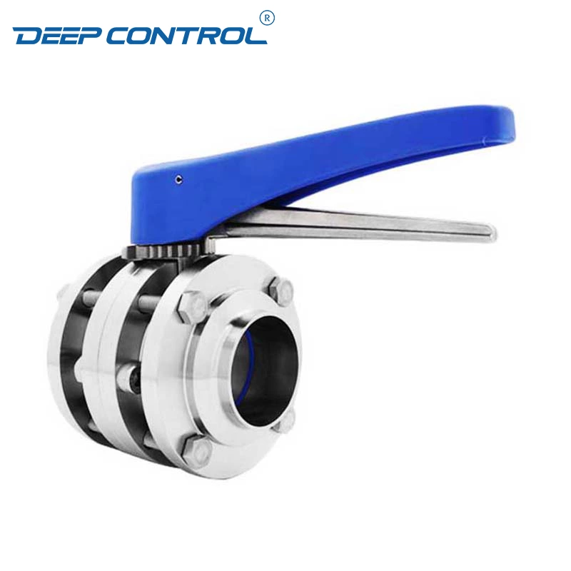 Cooling Water Valve Data Center Sanitary Stainless Steel Manual Weld 3PC Butterfly Valve With 12 Positions Plastic Handle