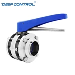 Cooling Water Valve Data Center Sanitary Stainless Steel Manual Weld 3PC Butterfly Valve With 12 Positions Plastic Handle