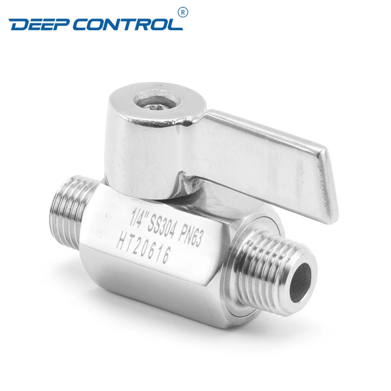 Stainless Steel SS304 SS316 NPT BSPT Male Male Thread Data Center Liquid Cooling Water Mini Ball Valve with SS Handle